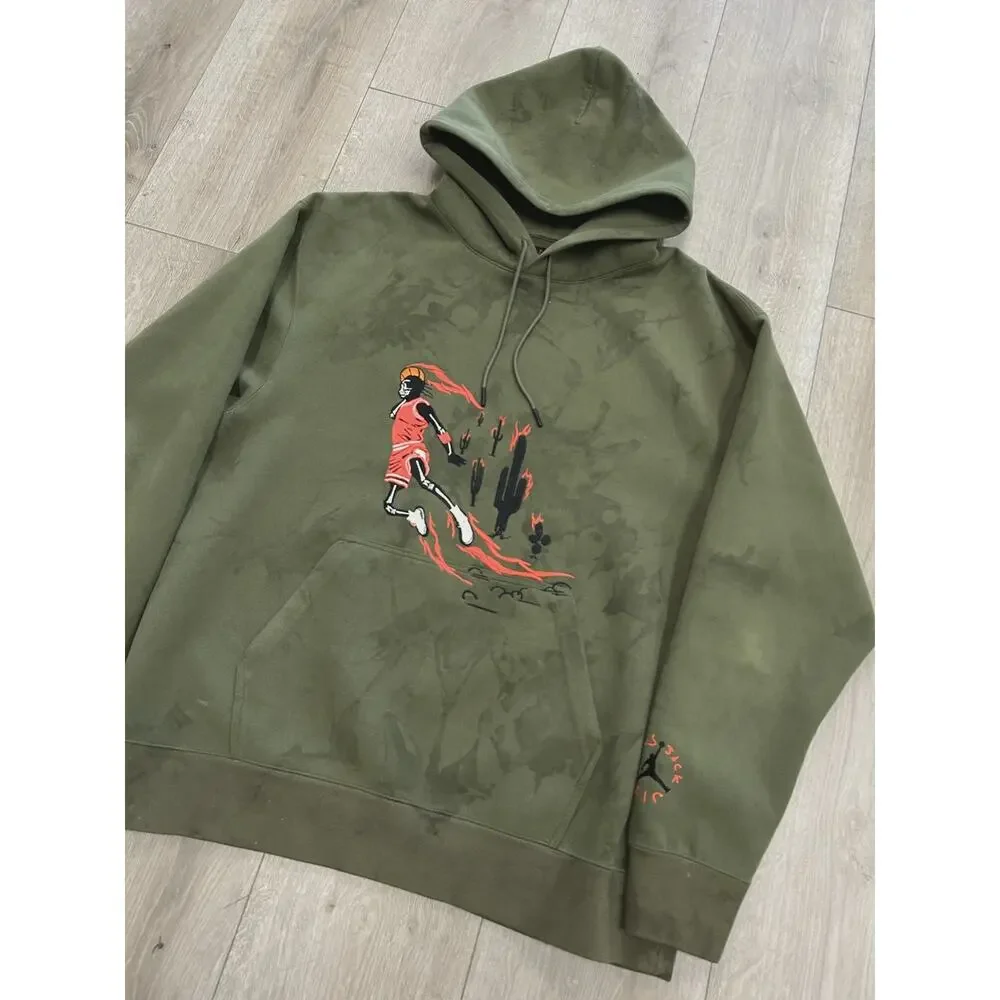 FW19 Travis Scott Jordan Washed Suede Hoodie Olive size Large L SF